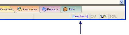Click the feedback link to send feedback to the developers, the feedback database, and the President of the company.